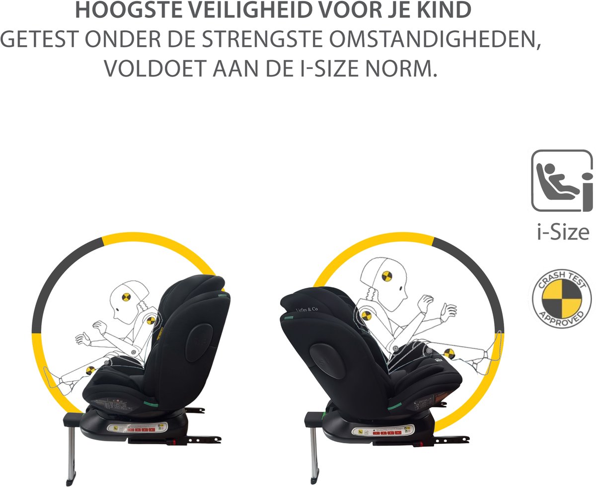 Liefjes & Co Growsafe Autostoel – i-Size 4-in-1 – 360° Draaibaar – ISOFIX & Steunpoot – Groep 0/1/2/3 (40–150 cm) thumbnail 2