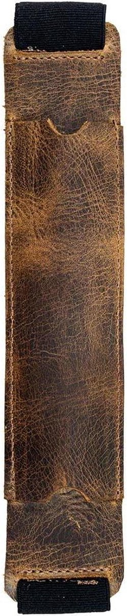 Leren Pennen Etui - Potloodhoes Pennenzakje - Notebook Organiseren - Met Elastische Band - Past 8-9.5 inch - Bourbon Bruin