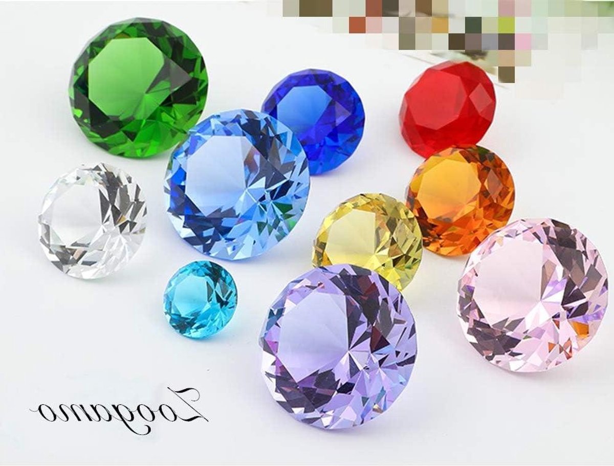 Kristallen Presse-papier - Papiergewicht Glas - Bureau Decoratie - Diamant Vorm - 80mm - Helder