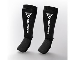 FIGHTSENSE Scheenbeschermers – Instep Scheenkousen – ZWART/WIT – Voor Kickboksen & MMA