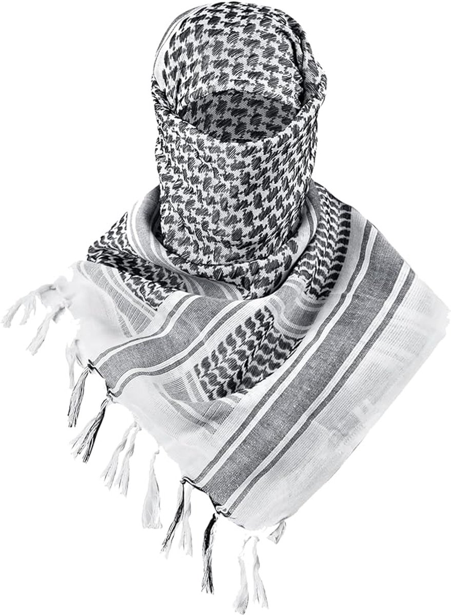 Arabische Shemagh Sjaal – Keffiyeh / Kafiya – Arafat PLO Stijl – Woestijn Sjaal – Unisex - Zwart/Wit