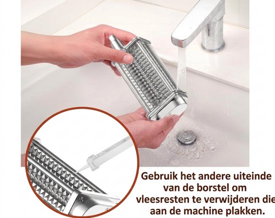 Vleesmalser Accessoire voor KitchenAid - Meat Tenderizer Opzetstuk - Roestvrij Staal - Geschikt voor Alle KitchenAid Standmixers van Merkloos — afbeelding 3