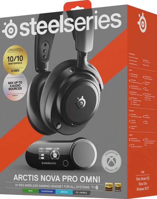 SteelSeries - Arctis Nova Pro Omni - Hi-Res Wireless Certified Gaming Headset - PC, PlayStation, Xbox & Switch - Zwart