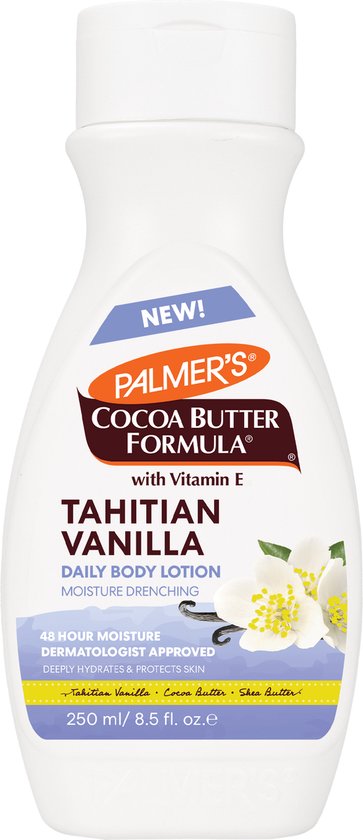 Palmer's Cocoa Butter Formula Tahitian Vanilla Daily Body Lotion, 250 ml. Met vanillebloemen en vanillestokjes.