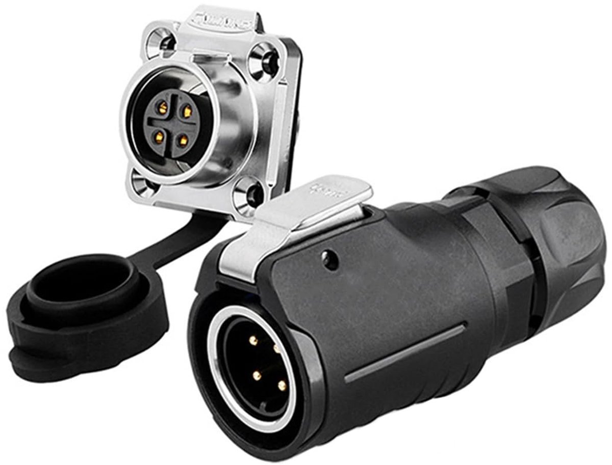 Allecto - Industriële waterdichte connector - Snelkoppeling voor stroom en signaal - IP68 - M16 4 pins - Geschikt voor buitengebruik - Verbeterde v...