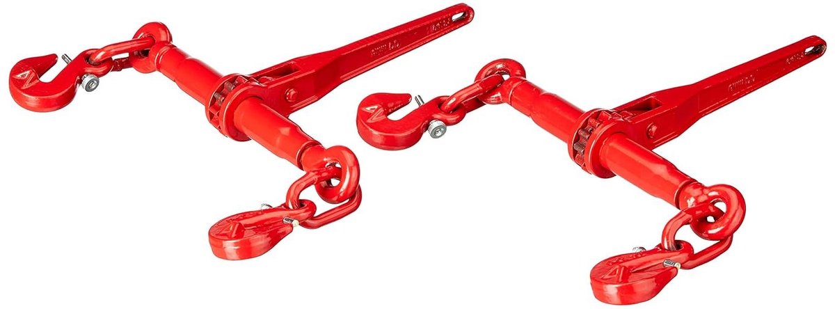 Ratelspanner met haak - Kettingspanner sjorketting - Lading zekeren - Kwaliteitsklasse 8 - 6 mm - rood