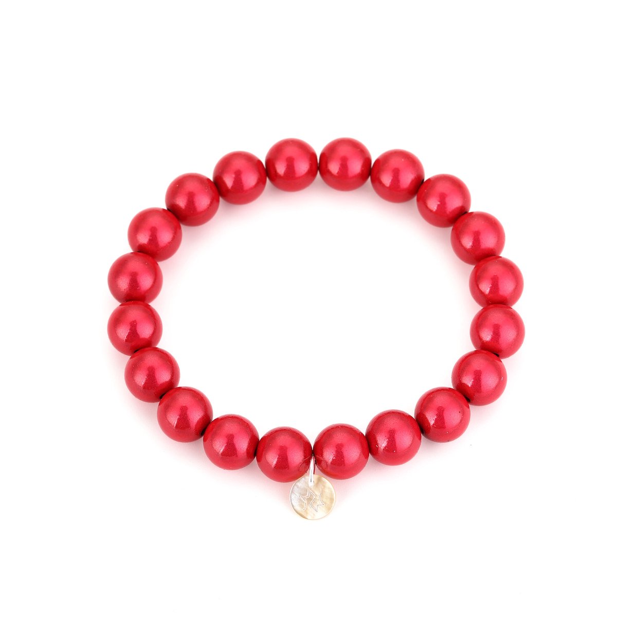 She life style - Lila in Love parelarmband met een klein bedeltje - Fuchsia