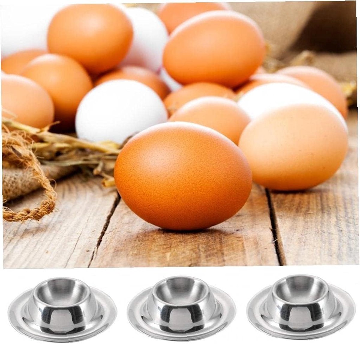 Eierdophouders - Eierstandaard Set - Ontbijt Serveren - Stabiele Basis - 8.5 cm - Zilver