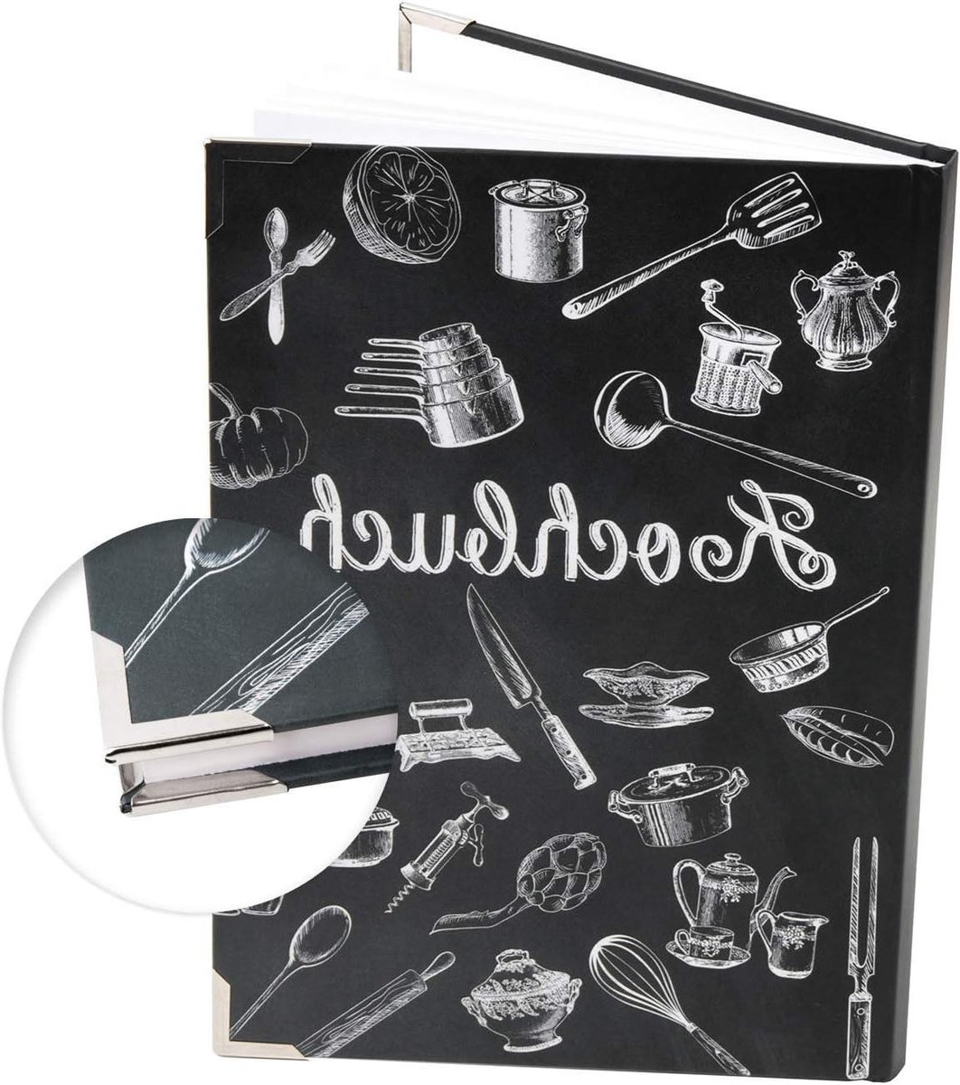 Receptenboek - Kookboek Notitieboek - Keuken Organiseren - Krijtlook Design - A5 - Zwart