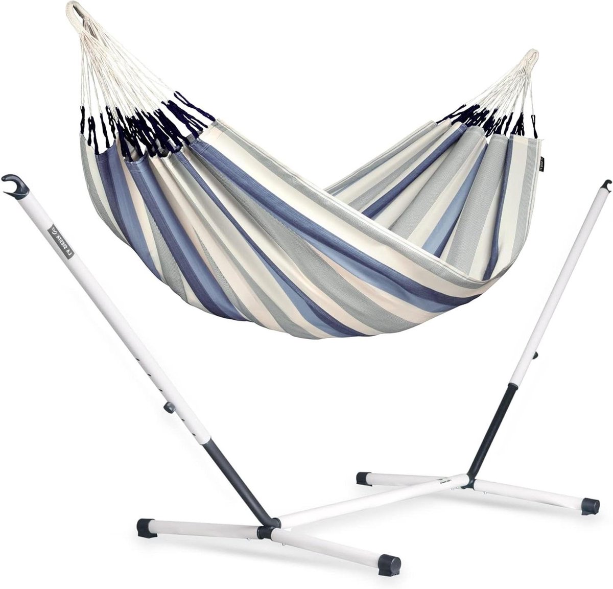 Kingsize Hangmat - Colombiaanse Hangmat Dubbele Hangmat - Buiten Ontspannen - Scheurvast Geweven Rand - 180 cm Breed - Zeewit