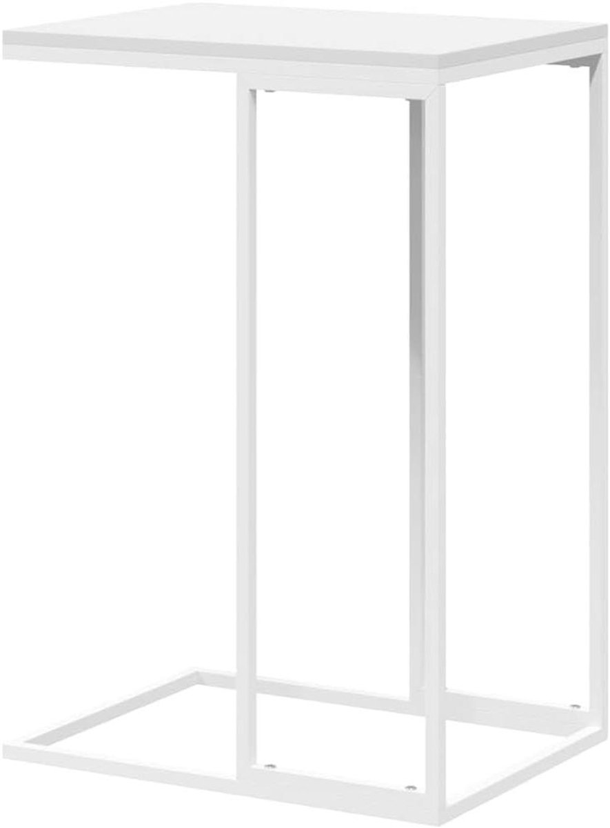 Bijzettafel C-vorm - Salontafel Hoektafel - Decoratief Plaatsen - Stabiel Tafelblad - 40x30x59 cm - Wit