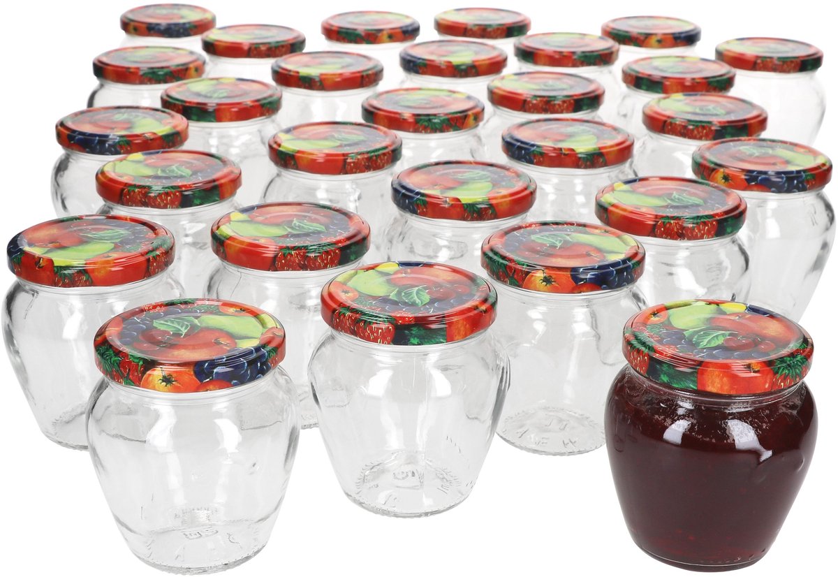 75-delige set marmeladepot Vaso Orcio 212ml + To63 deksel fruit