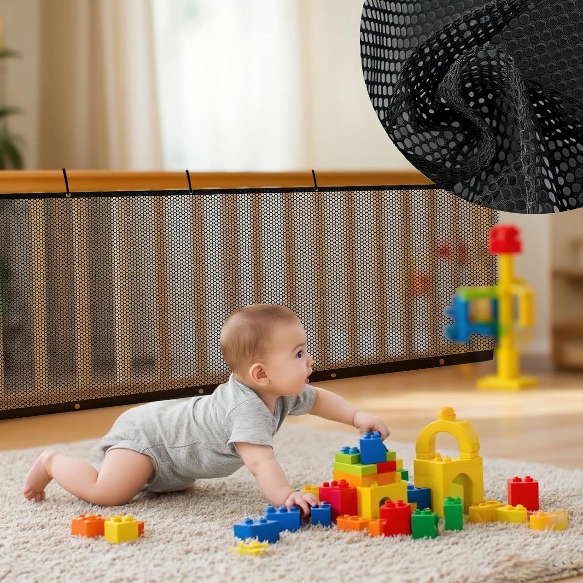 Kids Veiligheidsnet Trappen, 3mx0.9m Trap Veiligheidsnet voor Kinderen Baby Balkon Net Trapleuning Patio Trapleuning Hek Mesh voor huisdieren Veiligheid Net Kids