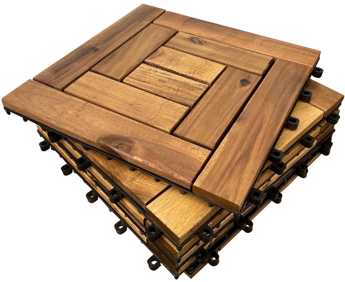 Hardhouten Terrastegels - Houten Dektegels - Buitenruimte Creëren - Eenvoudige Installatie - 30 x 30 cm - Bruin