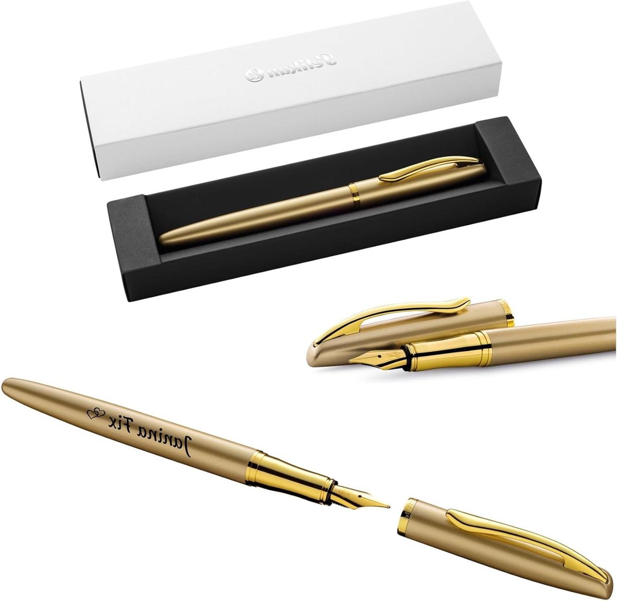 Vulpen met Gravure - Gepersonaliseerde Pen Schrijfgerei - Cadeau Geven - Metalen Behuizing - Medium Punt - Goud Geel