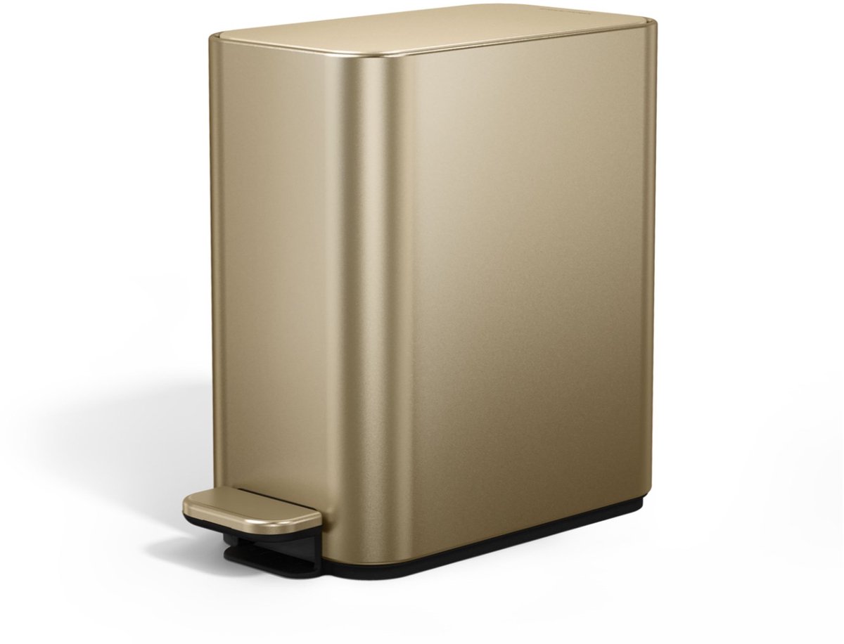Simplehuman Slanke Pedaalemmer - 5 liter - Mat goud - roestvrij staal