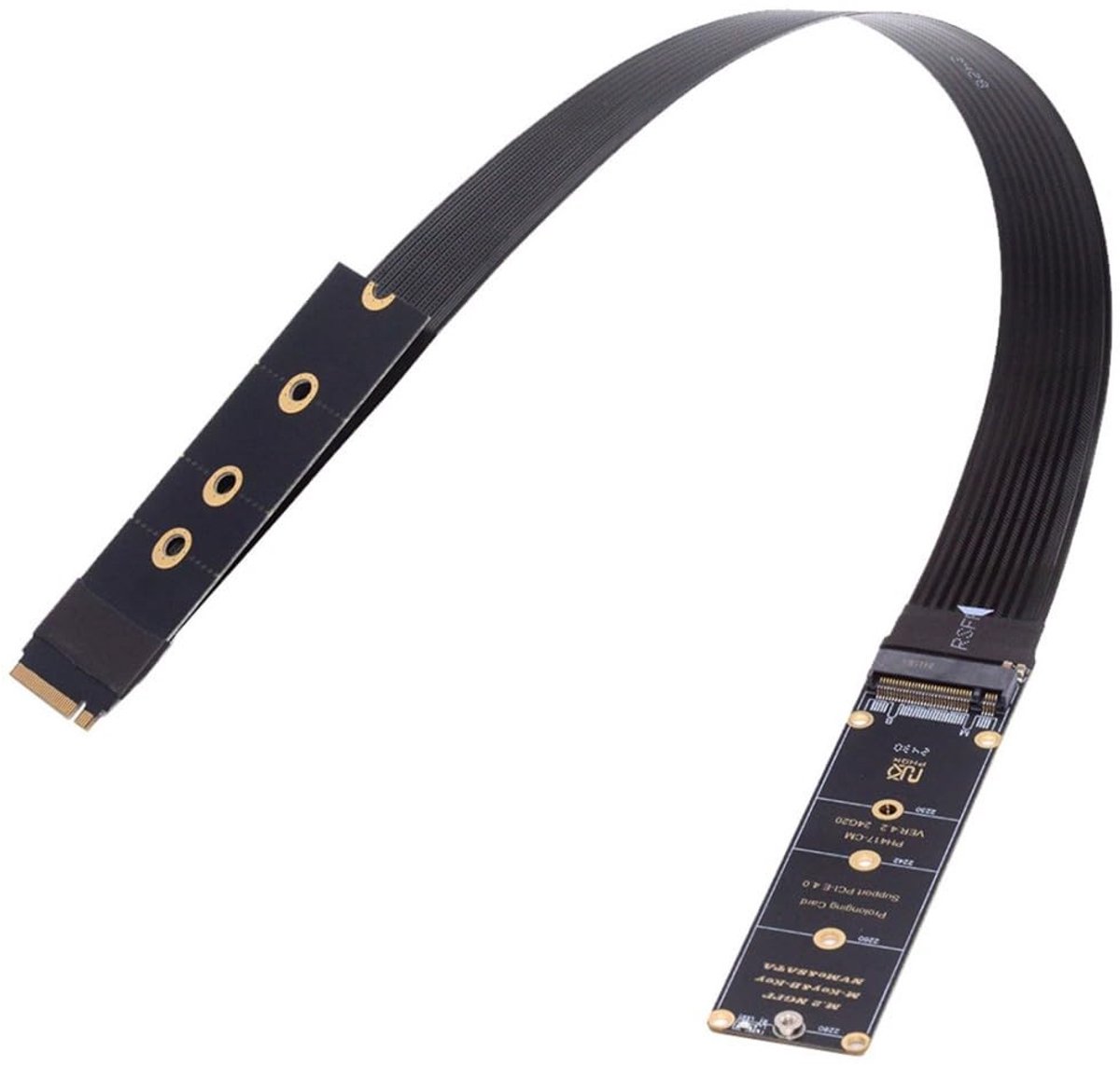 Allecto - M.2 NVMe Verlengkabel 30cm - PCIe 3.0/4.0 Ondersteuning - 2230/2242/2260/2280 - Hoge Snelheid - Ideaal voor SSD - Geschikt voor PC - Zwart