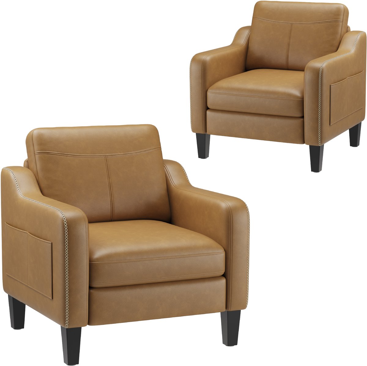 Colamy - Fauteuil van leer - met zijopbergzak - belastbaar tot 136 kg - geschikt voor woonkamer/kantoor/studie - BR