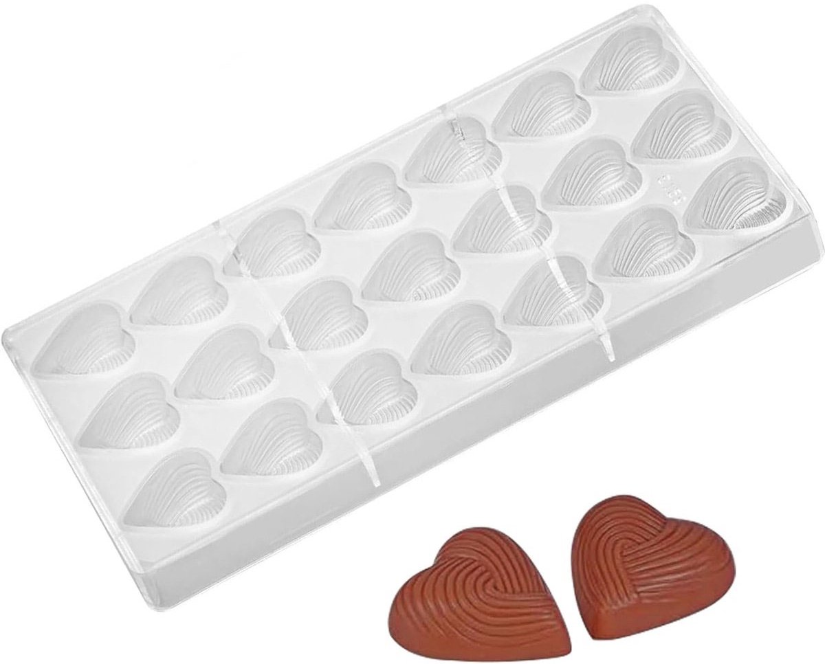 Chocoladevorm - Hart Chocolade Mal - Mal 21 Vakjes - Gemakkelijk Los Te Maken - Makkelijk Schoon Te Maken - Transparant Polycarbonaat Kunststof - 1 Stuk Met 21 Holtes - Voor Bonbons Snoep En Jelly DIY