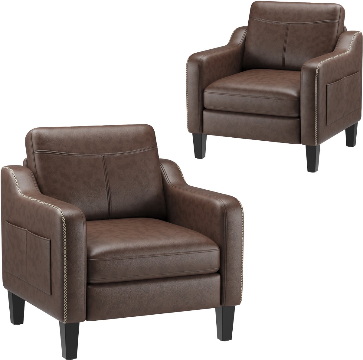Colamy - Fauteuil van leer - met zijopbergzak - belastbaar tot 136 kg - geschikt voor woonkamer/kantoor/studie - CH