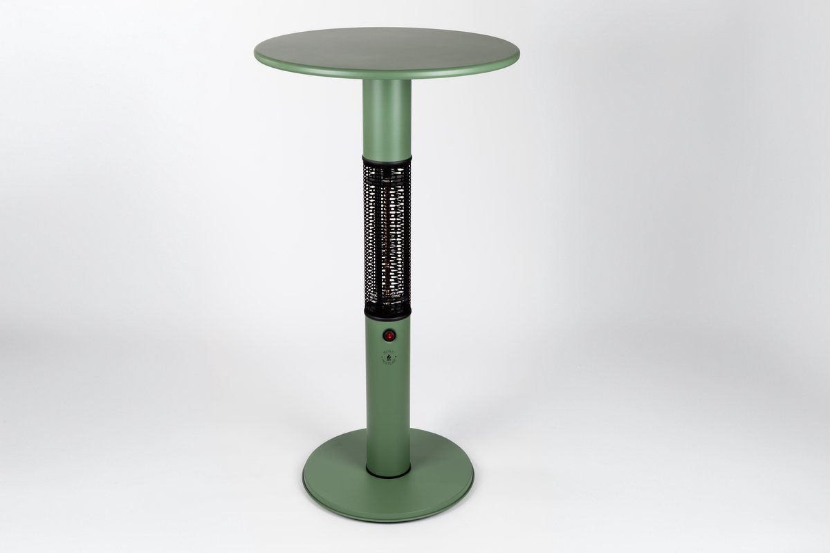 Monti HeatLine Vibe Green - Elektrische statafel terrasverwarmer - 1500W - bartafel - Tafelblad Ø60 cm
