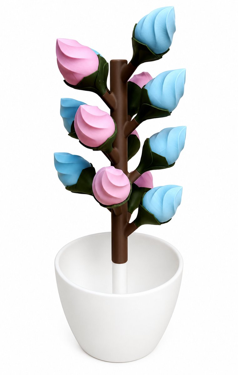 Pillendoos 14 Dagen – Bloem Design Medicijndoosje met Magnetische Bloemblaadjes (Roze - Blauw)