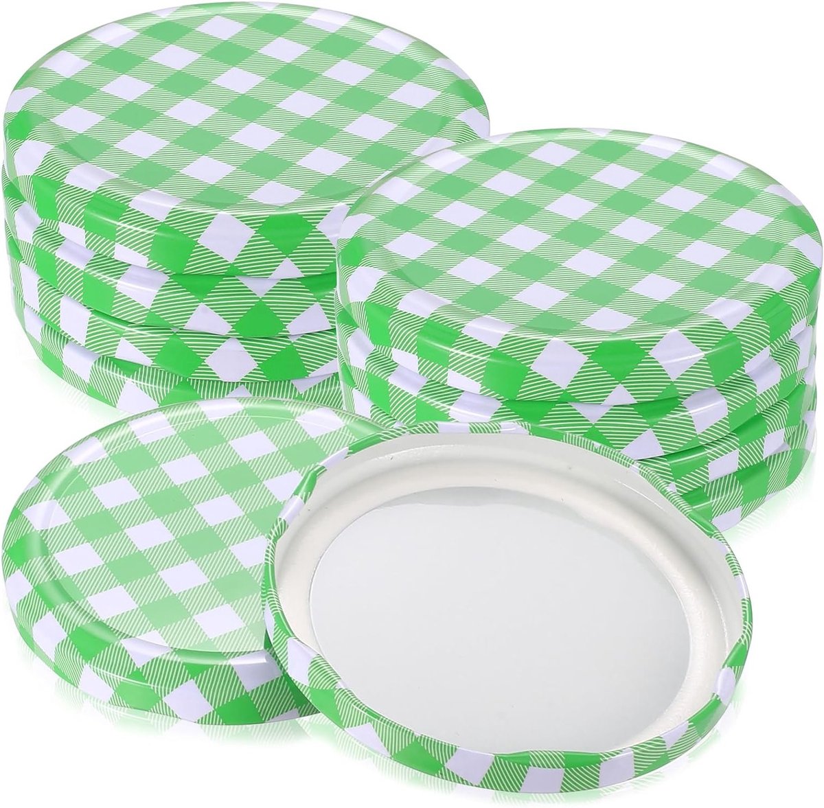 Twist-off deksel 82 mm voor inmaakpotten, vervangend deksel voor jam en conserveerpotten, schroefdeksel voor 82 mm potten met groen geruit ontwerp