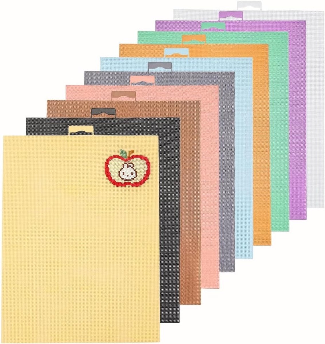 10 Stuks Plastic Mesh Canvas Lakens in 10 Kleuren, 14CT Vellen voor Borduurwerk en Knutselen, 29,5x21cm