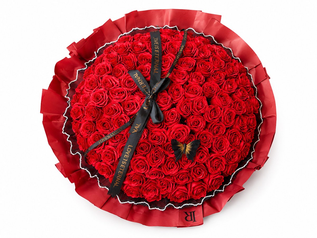La Roselle Amsterdam - Rozen boeket rozenbox - 200 Rode geurende kunstbloemen