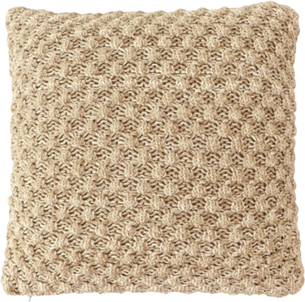 Urbane Hide Popcorn Gebreide Kussenhoes - 45x45 cm - 100% Katoen - Sierkussenhoes Khaki - Stoer Woonaccessoire (Zonder Binnenkussen)
