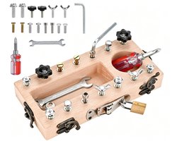 Montessori Houten Schroevenbord - Speelbord voor 3, 4 en 5 jaar - Houten Speelgoed - Schroevendraaierbord - Educatief Speelgoed - Kinderspeelgoed - Speelgoed voor Motorische Vaardigheden - Cadeau voor Meisjes en Jongens