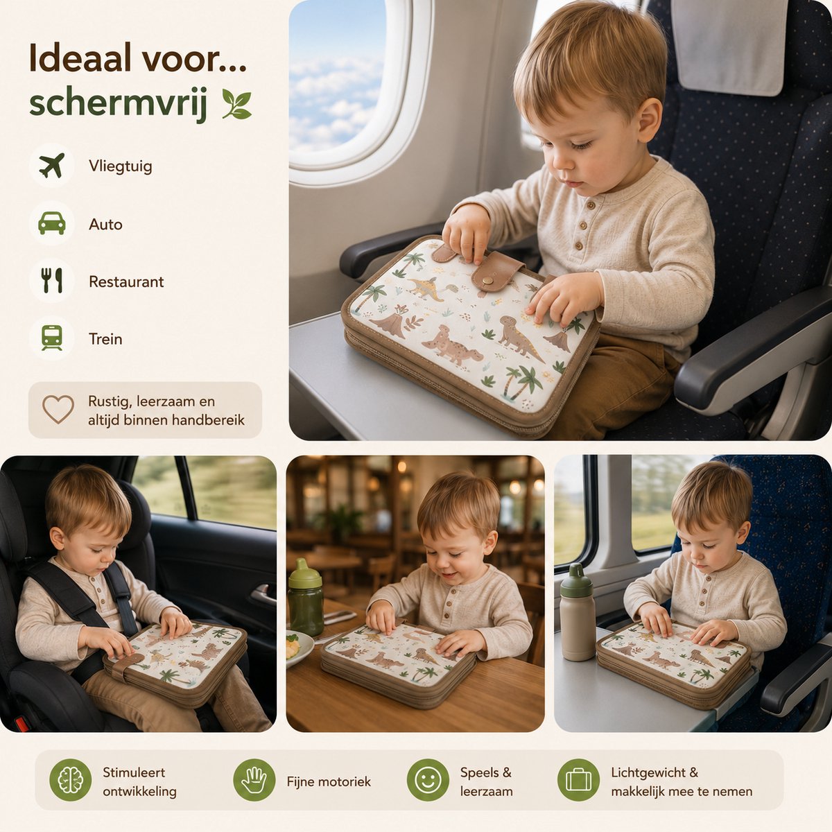 Baby Sonrisa Busy Board - Montessori Speelbord - Dino Activiteitenboek - Educatief Speelgoed - Sensorisch Speelgoed - Leeftijd 1 tot 4 Jaar — afbeelding 5