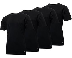 Gentlemen - 4-pak heren T-shirts longfit ( extra lang ) - voorgekrompen - 100% katoen - ronde hals - zwart - maat 5XL