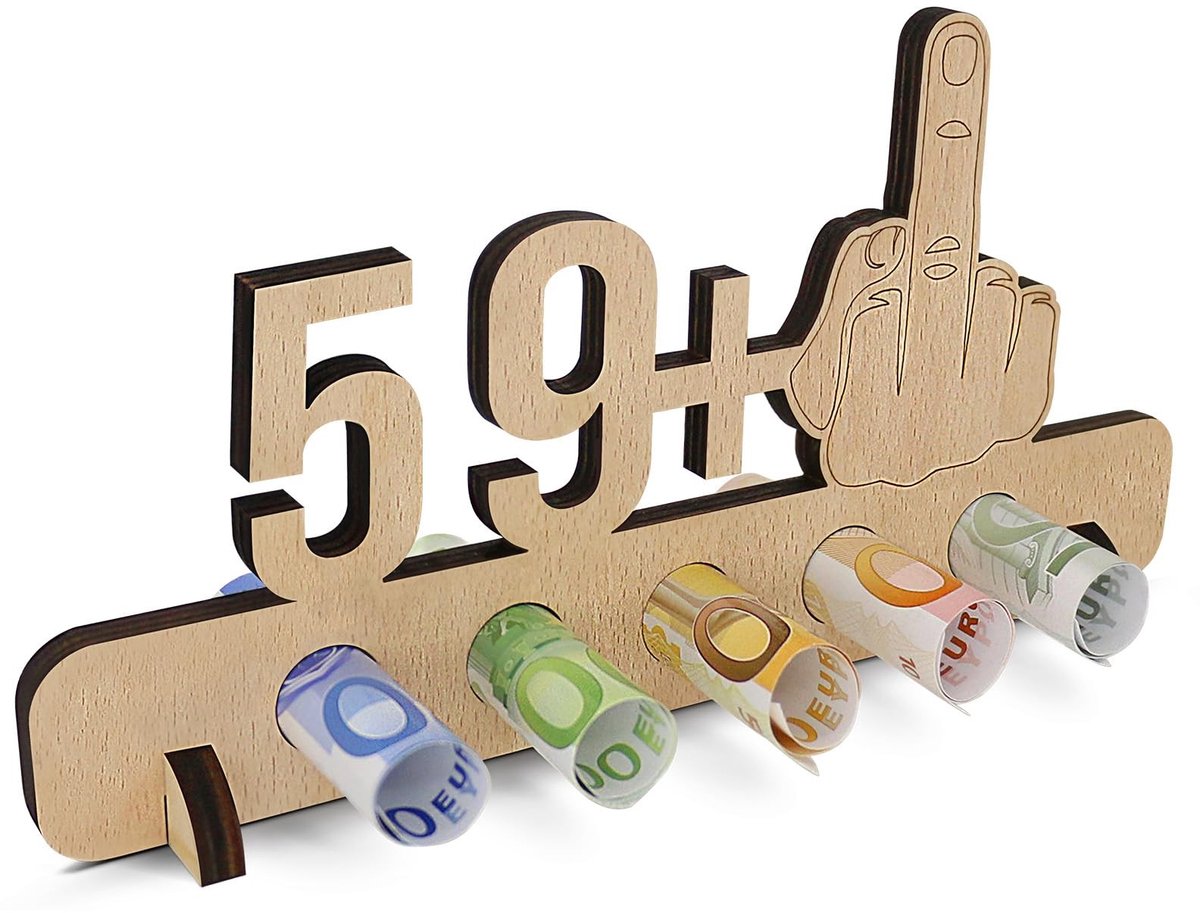 Allecto - Geldgeschenk 60e verjaardag - Grappig geldcadeau - Houten decoratie - Creatief gastenboek - Jubileum cadeau - Voor vrienden en familie