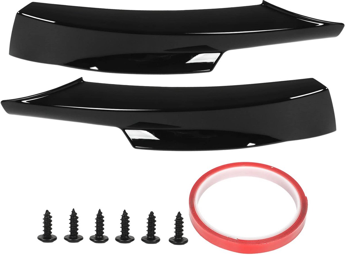 Voorbumperlippen - Bumper Corner Spoiler - Eenvoudig te installeren - Glanzend zwart - Onderbumperbeschermer - Verbeterde aerodynamica -