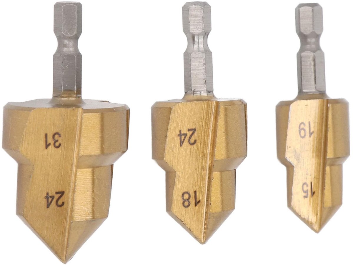 Dailygoody - Pijpruimen Stapboorset - Waterleiding Hijsboren - Nauwkeurige oppervlakteafwerking - 3-delige set - Hogesnelheidsstaal - Geschikt voor re