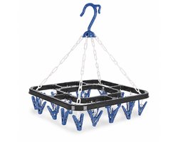HEM Washanger Blauw met 18 Knijpers – Opvouwbaar Droogrek – Ondergoedhanger – Sokhanger – Camping Wasrek – 24x31 cm – Inclusief HEM Microvezeldoekje