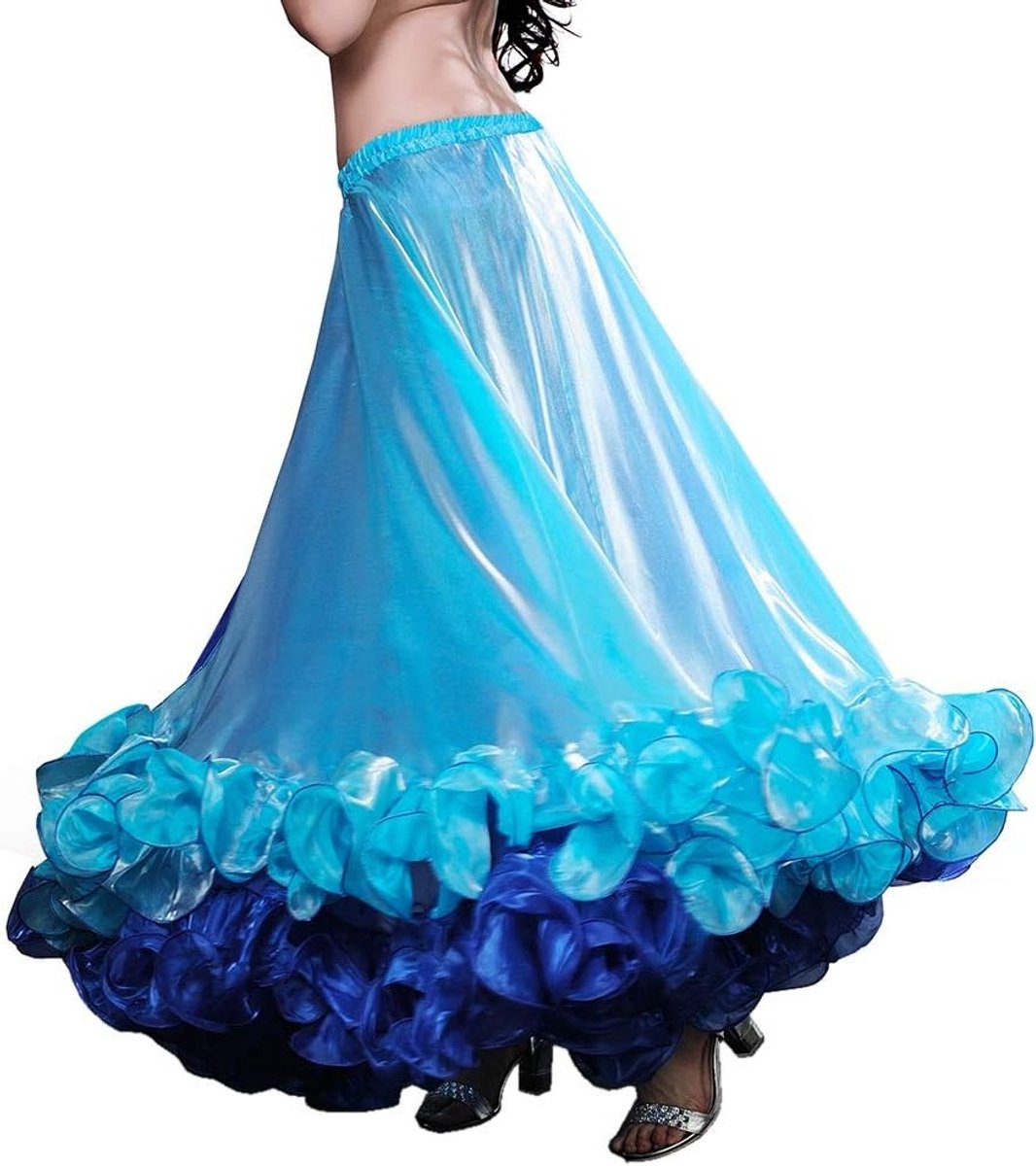 Belly Dance Rok voor Vrouwen - Flamenco en Carnavalsoutfit - Professionele Maxi Skirt met 25 Yards Gouden Swing voor Dazzling Optredens