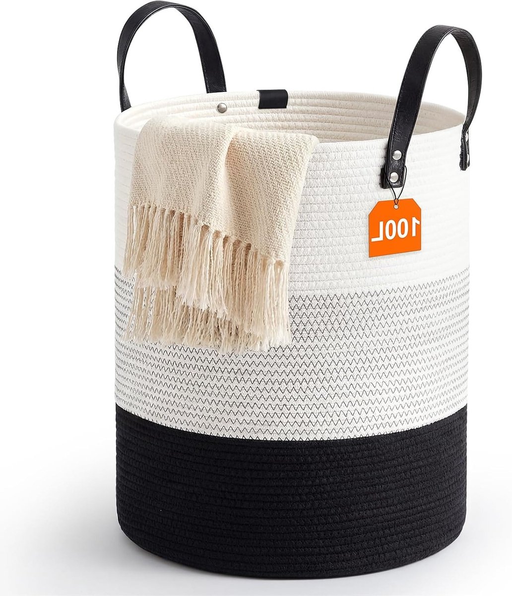 Ruimtebesparende wasmand van 100 liter, ideale opbergmand voor wasgoed en kleding