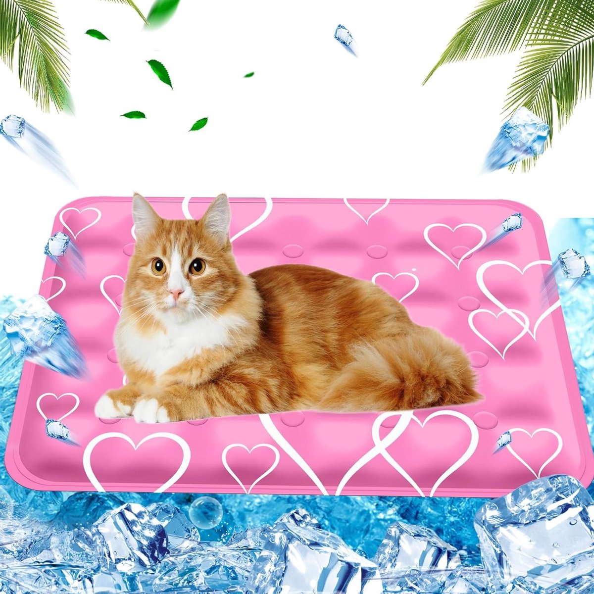 Koelmat voor Honden en Katten - Watergevulde Koelmat voor Huisdieren - Zomer Koelpad met Waterdichte Functie - 40x50cm M - Roze Hart Design
