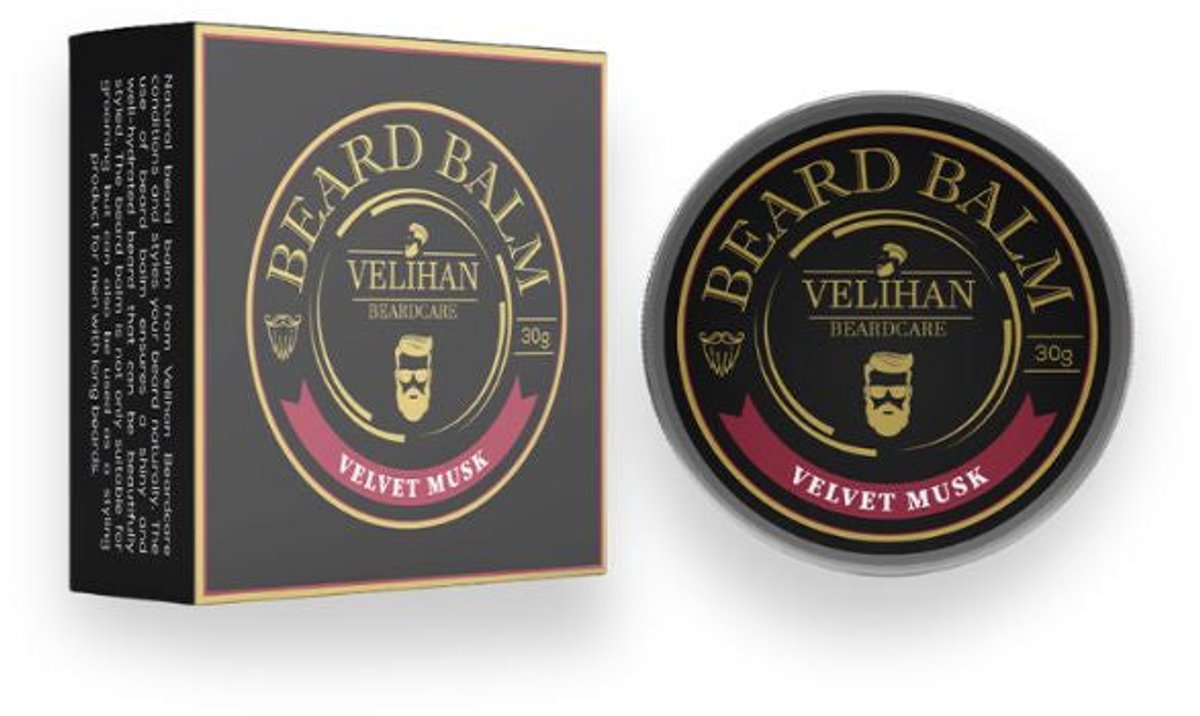 Velihan Beardcare - Baardbalsem Velvet Musk 30g - Baard wax - Baard styling crème - Baardverzorging - Baard balsem - Baard balsem korte en lange Baard - Baardverzorging mannen