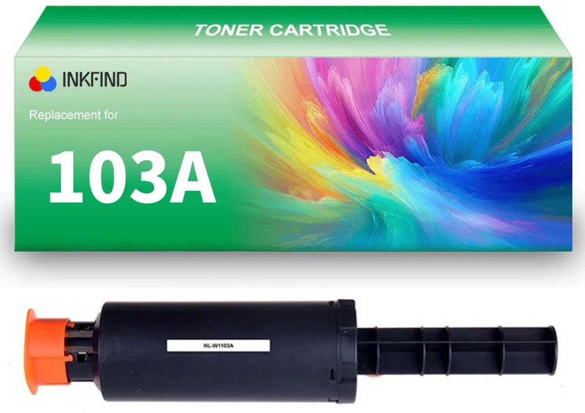 INKFIND 103A (W1103A) Zwart tonercartridge compatibel met HP 103A W1103A Zwart geschikt voor HP Neverstop laser 1000a/1000w/1200a/1200w - 1-pack Zwart