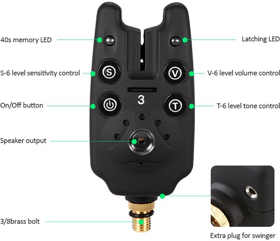 Jently beetmelders - vis pieper - pieper - peetmelder met ontvanger - alarmindicator - met LED — afbeelding 2