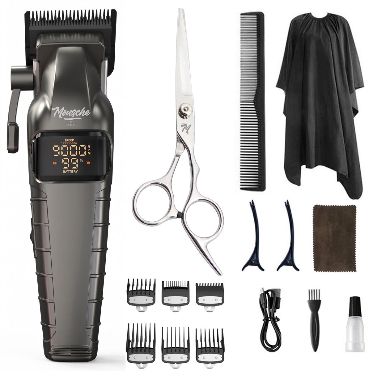 Tondeuse Mannen Hoofdhaar - Kappersset 20 Delig - Trimmer voor Hoofd & Baard - Haartrimmer Set met Kappersschaar