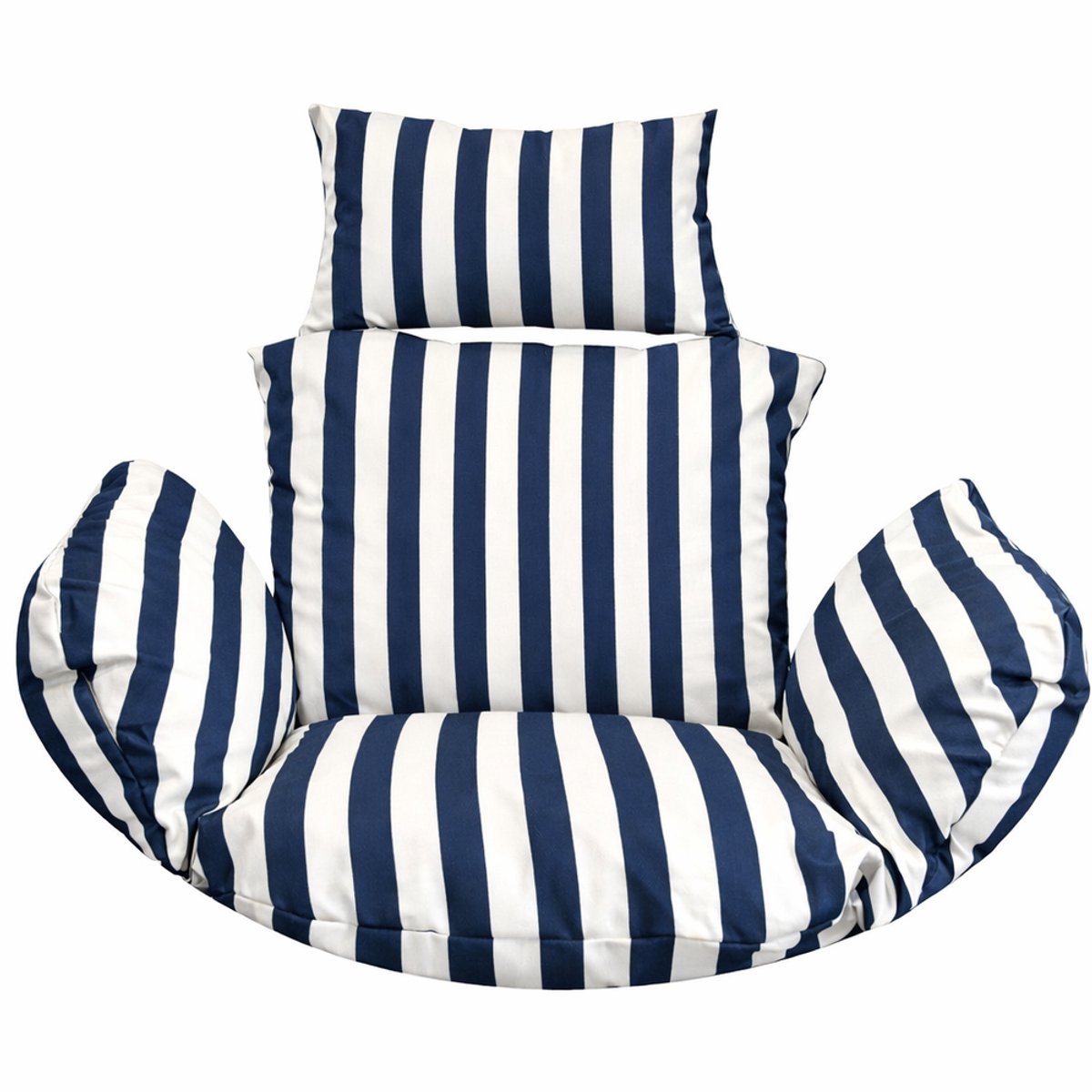 Blomster - Kussen voor hangende coconstoel - Waterafstotend - Afneembare hoes - Blauw gestreept