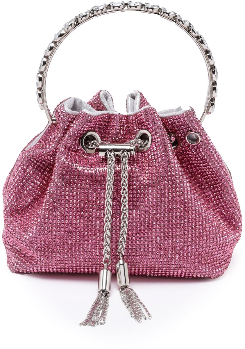 AVANT-GARDE PARIS Schouderclutch - Glamoureuze Handtas - Roze met Kristallen Versiering - Compact Ontwerp