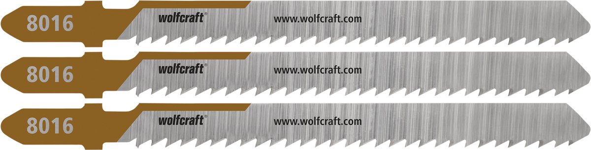 wolfcraft - 3 decoupeerzaagbladen voor hardhout - 50mm Zuivere snede - T-schacht - 8016000