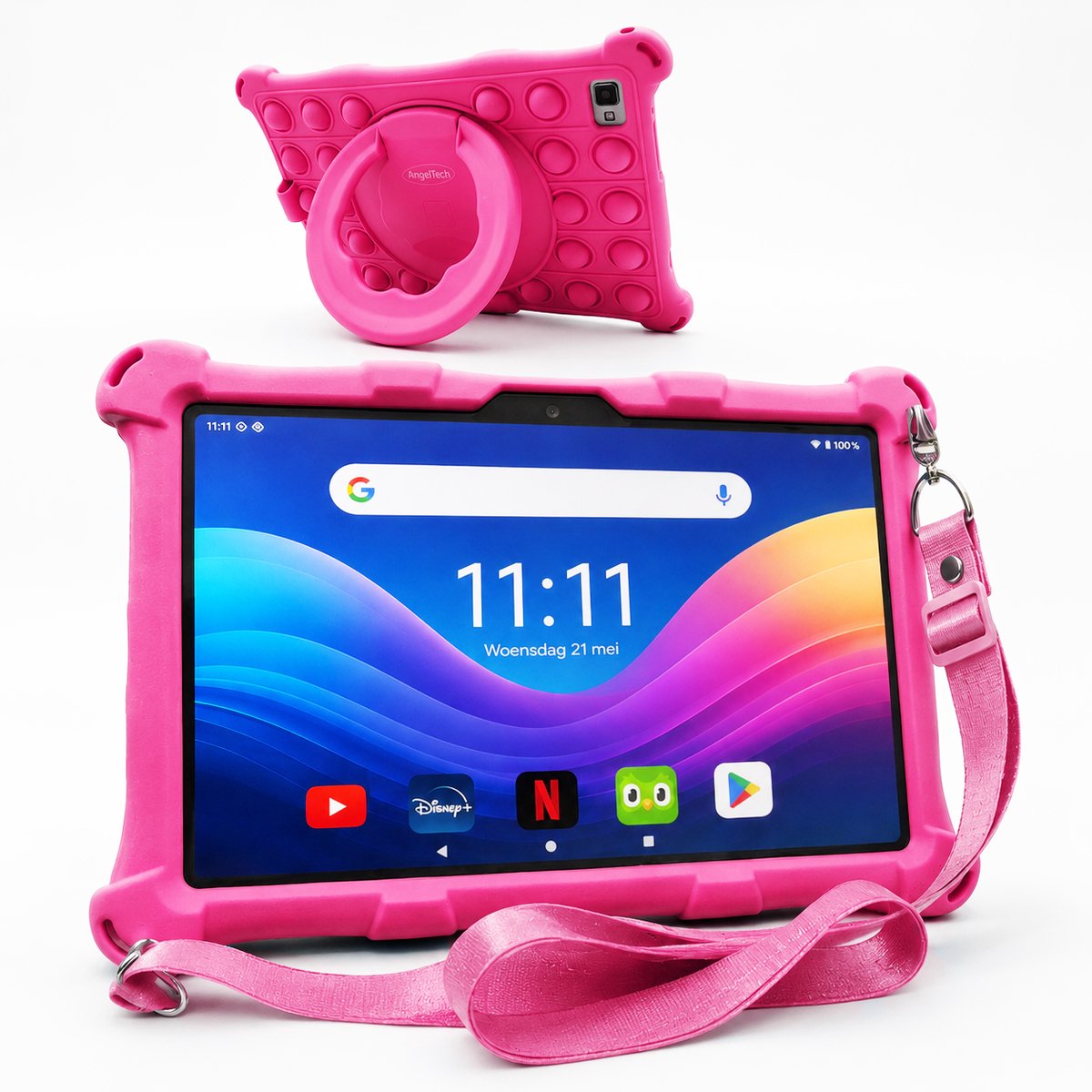 Bol.com AngelTech Kindertablet XL PRO II - Android 16 - 6+8GB RAM – 128+64GB – Snelle 10 inch Kindertablet – Vanaf 3 Jaar – 100%... aanbieding