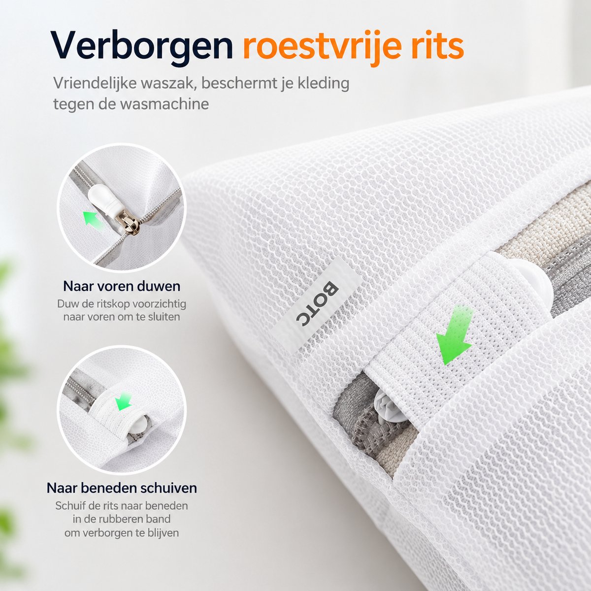 BOTC Waszakken - 60x90cm Waszak Groot - 1 Set van 2 - Bescherm je Wasgoed en Wasmachine - Wit — afbeelding 4