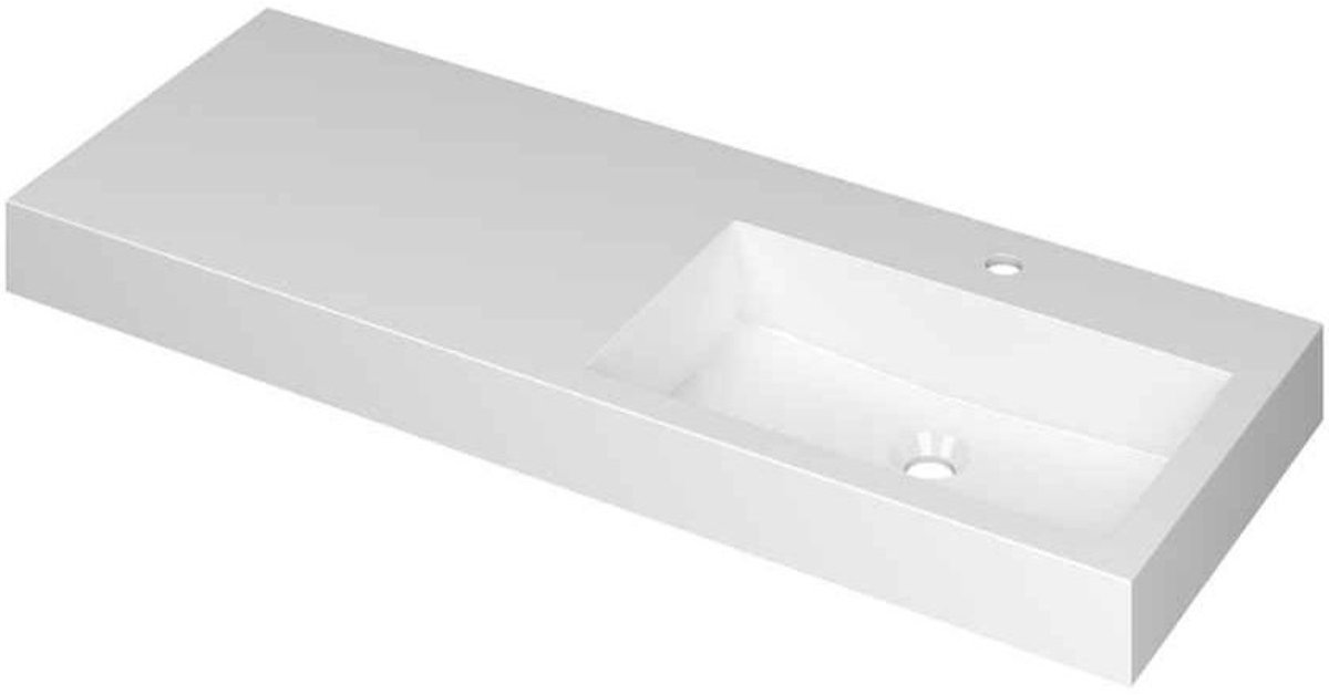 INK Momento Wastafel Polystone Wasbak Rechts met 1 Kraangat - 1200x450x90 mm - Glans Wit